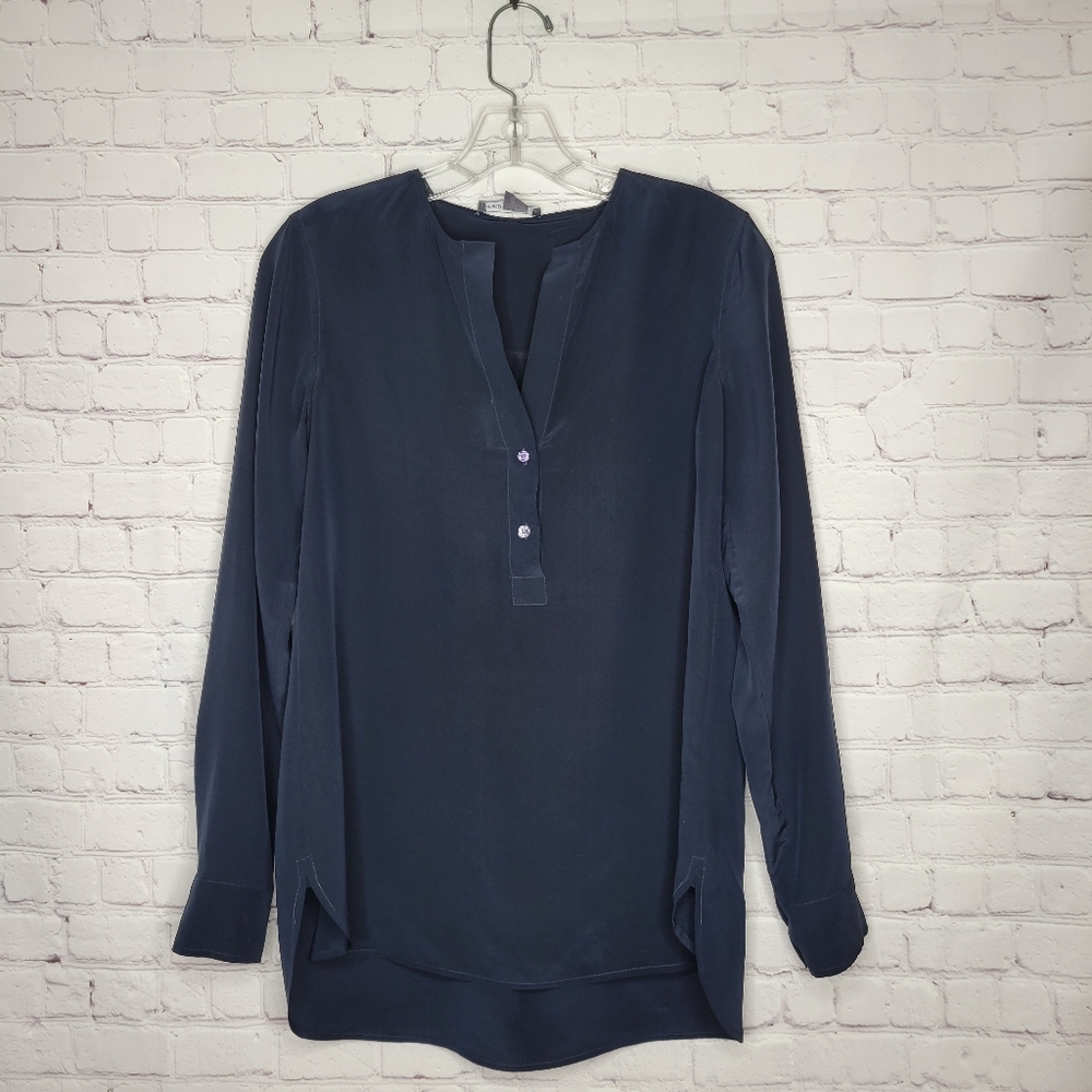 Vince Navy Long Sleeve Blouse
